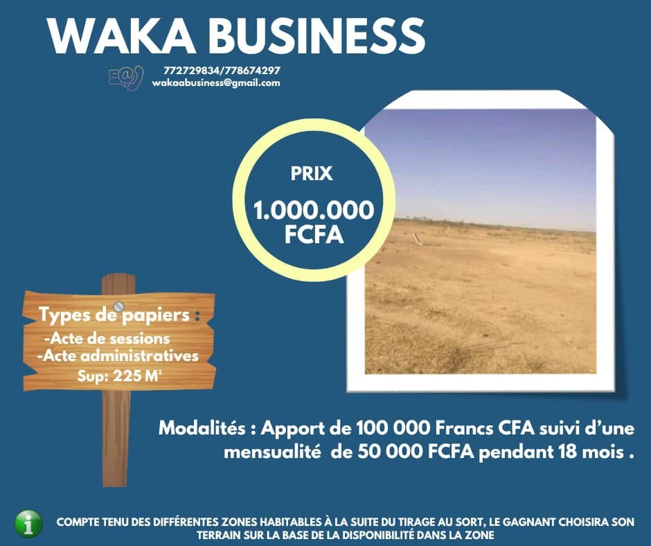 Terrain 225m² - Offre Spéciale avec Facilité de Paiement (18 mois)